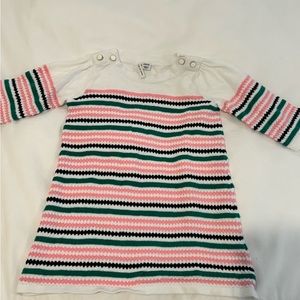 Janie and Jack Striped Knit Dress - Pink, Green, Black, White